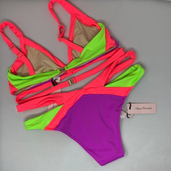 Agent Provocateur Mazzy Pink Green Purple 5/4 Bikini Set NWT - Picture 8 of 12